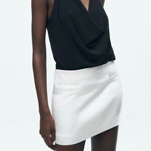 Satin White Mini Skirt